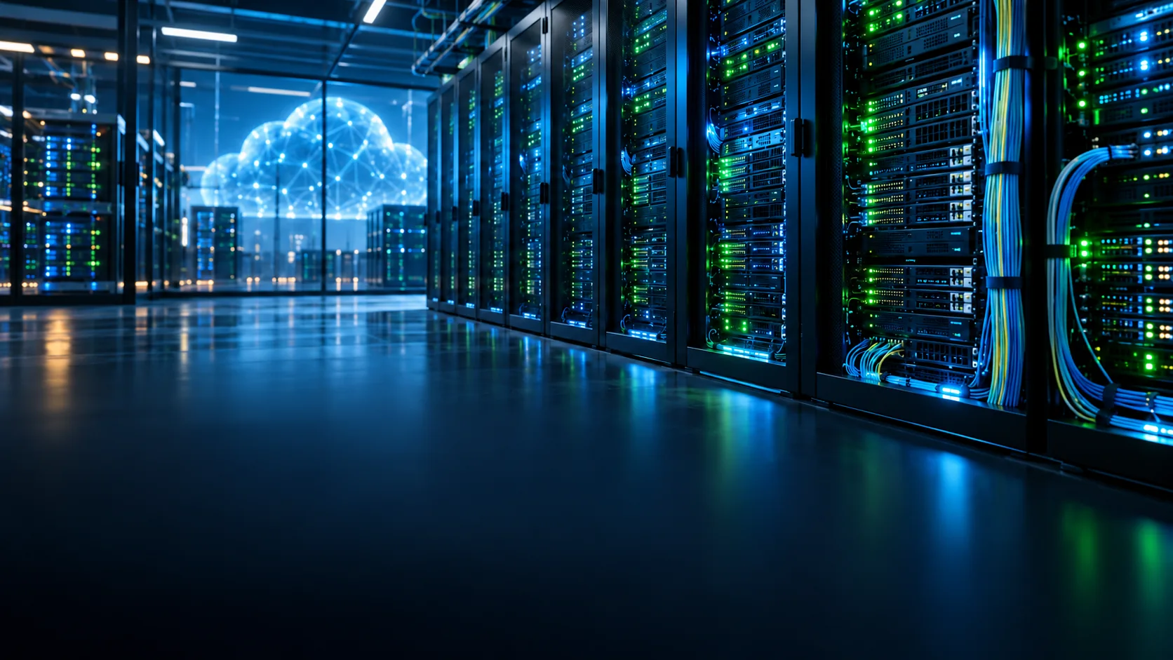 Cloud computing and data infrastructure — AI-generated conceptual illustration